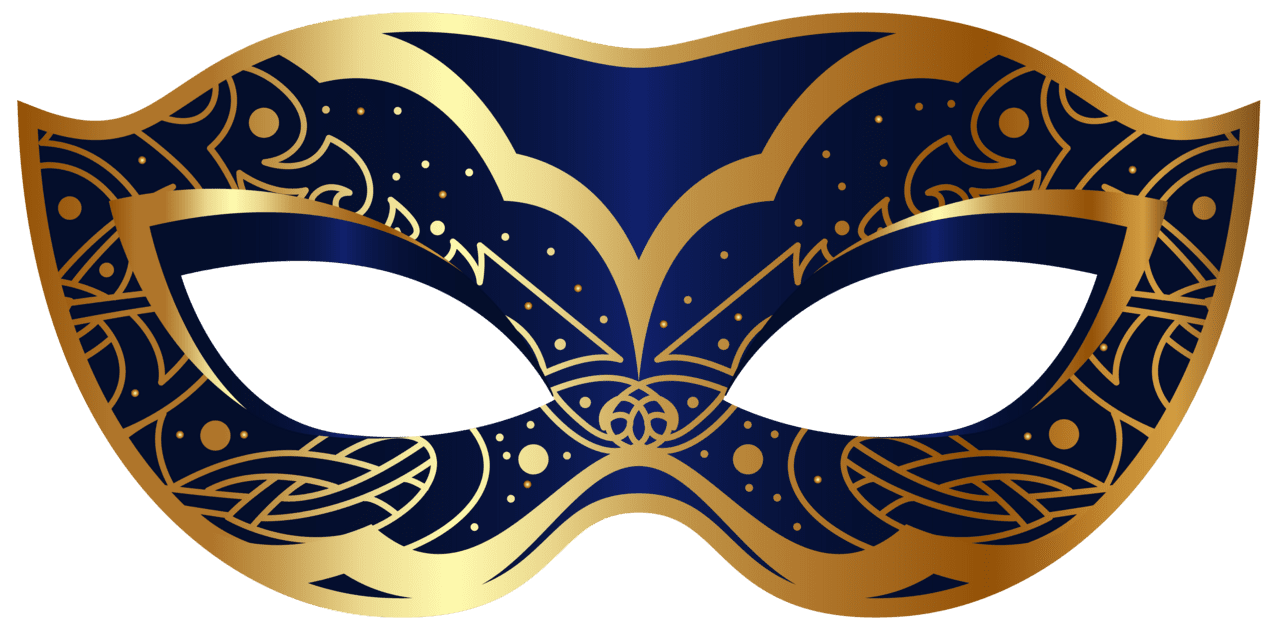 Mardi blue venice carnival of gras mask clipart vector