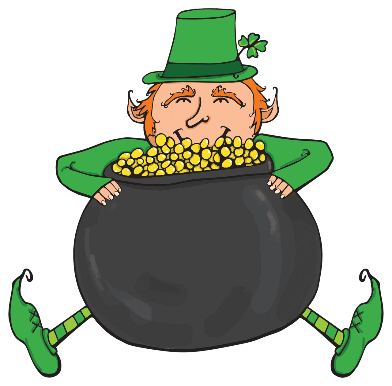 Leprechaun and pot of gold vector clipart images