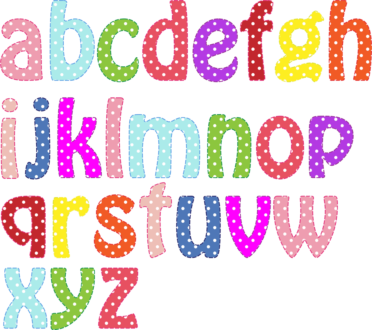 Letter colorful alphabet lowercase clipart image