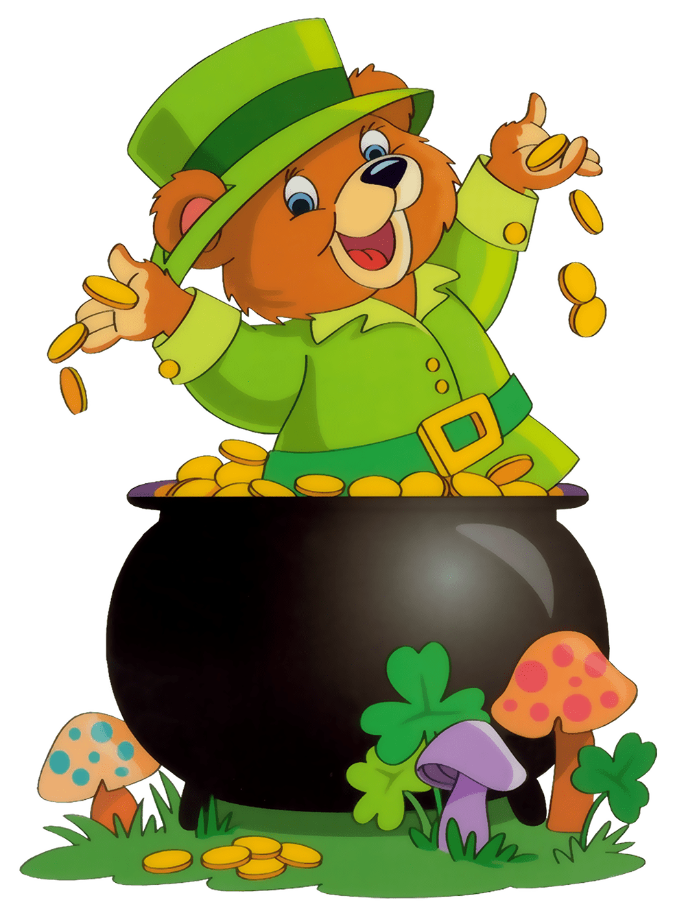 Saint patrick bear with pot of gold high quality images and clipart