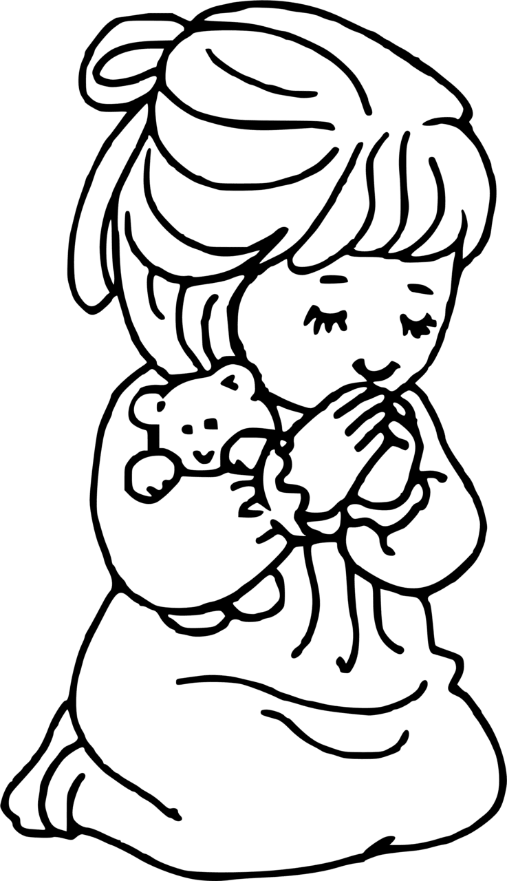 Lds prayer clipart panda images girl black white