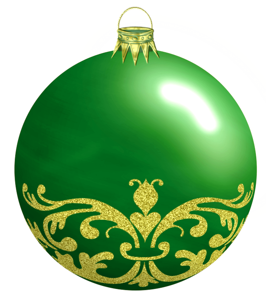 Green christmas bauble with ornament clipart image