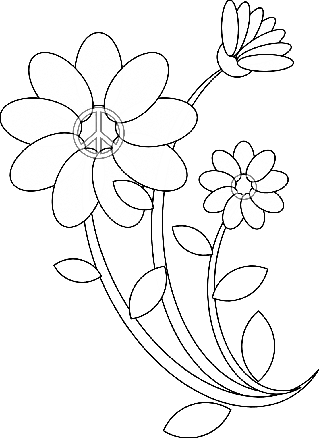 Floral black and white flowers line drawing images clipart