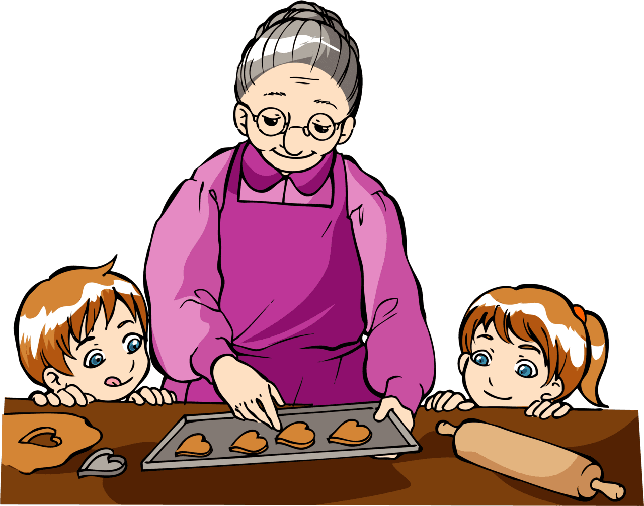 Banner black and white library grandmother face clipart baking with grandma large size image