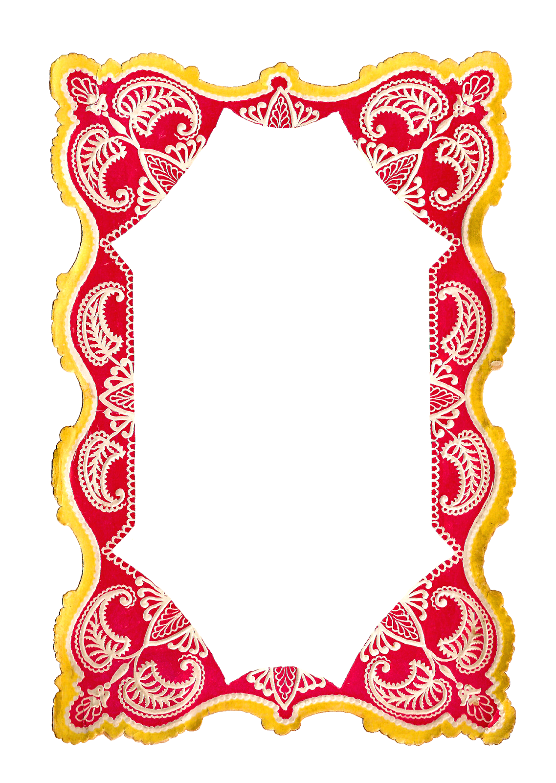 Digital frame clipart of printable red and yellow paper image imag