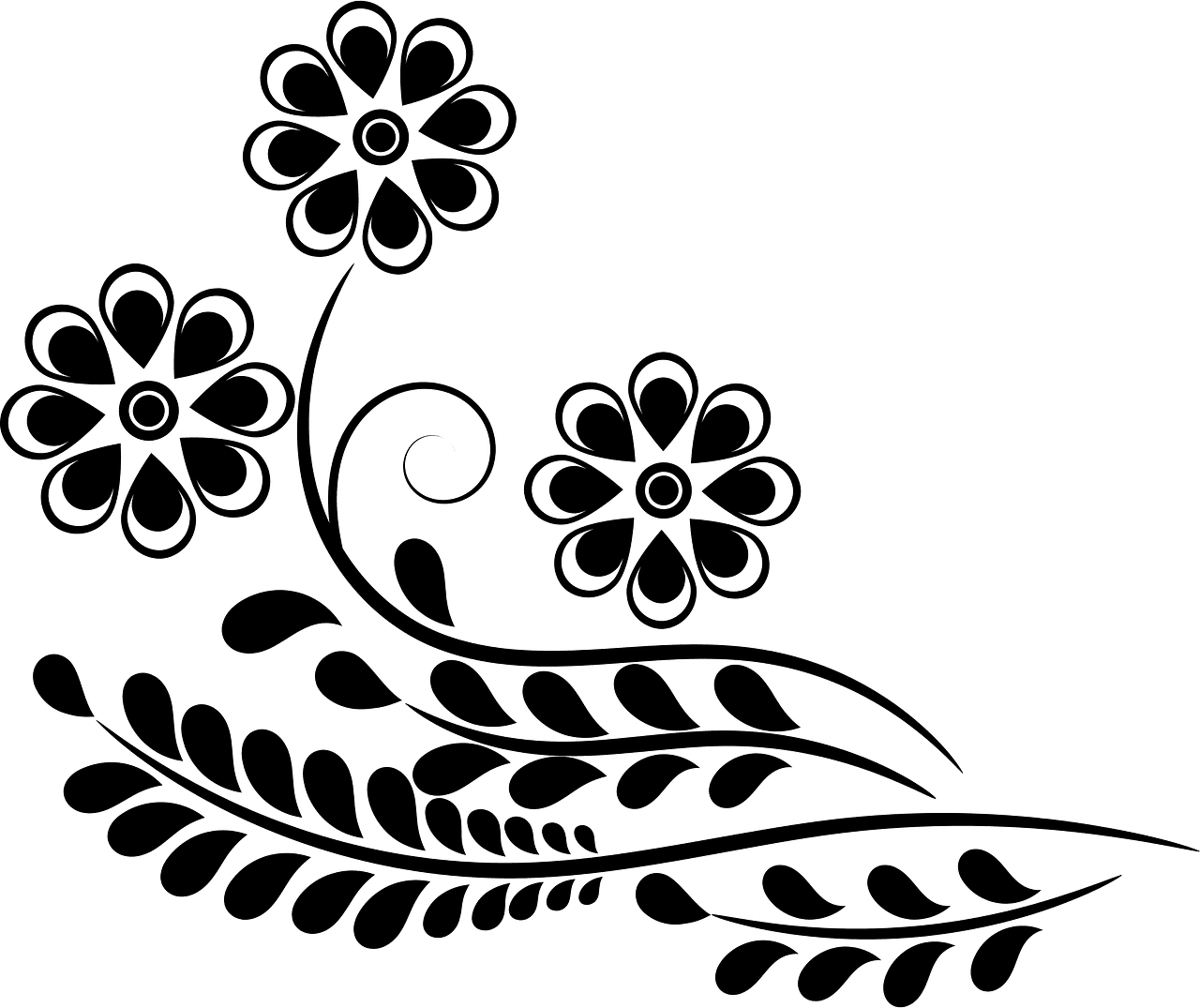 Floral black and white flower vector clipart images