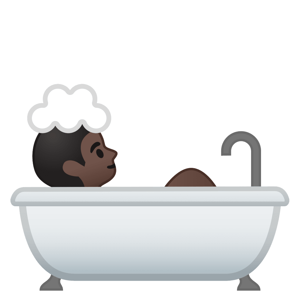 Person taking bath dark skin tone noto emoji people activity google clipart picture