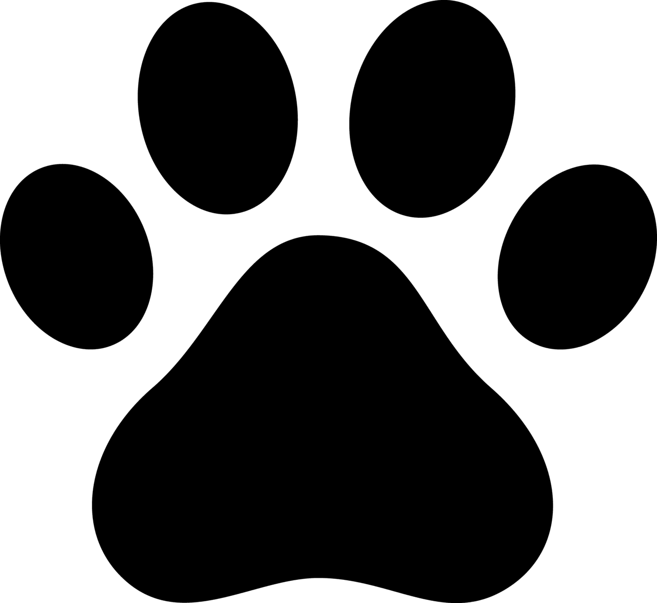 Dog black and white puppy paw prints print clipart art logo