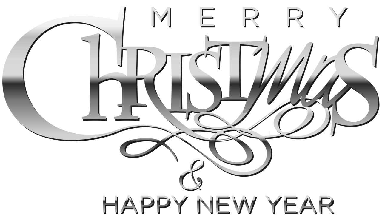 Christmas black and white merry happy new year clipart photo