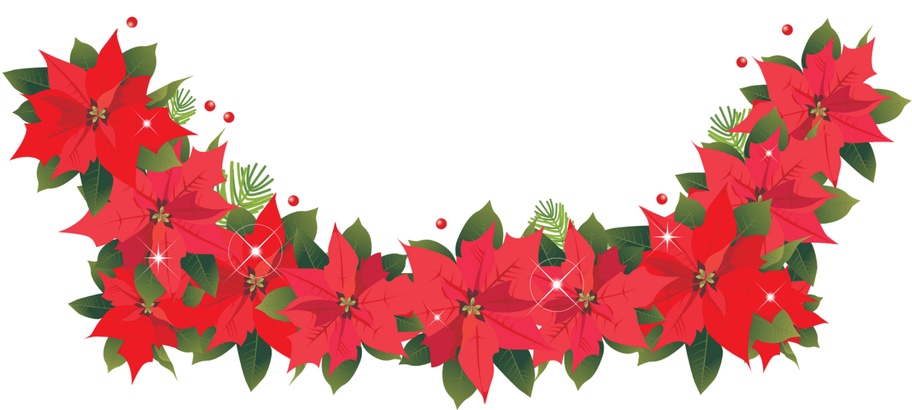 Poinsettia flower garland vector clipart images