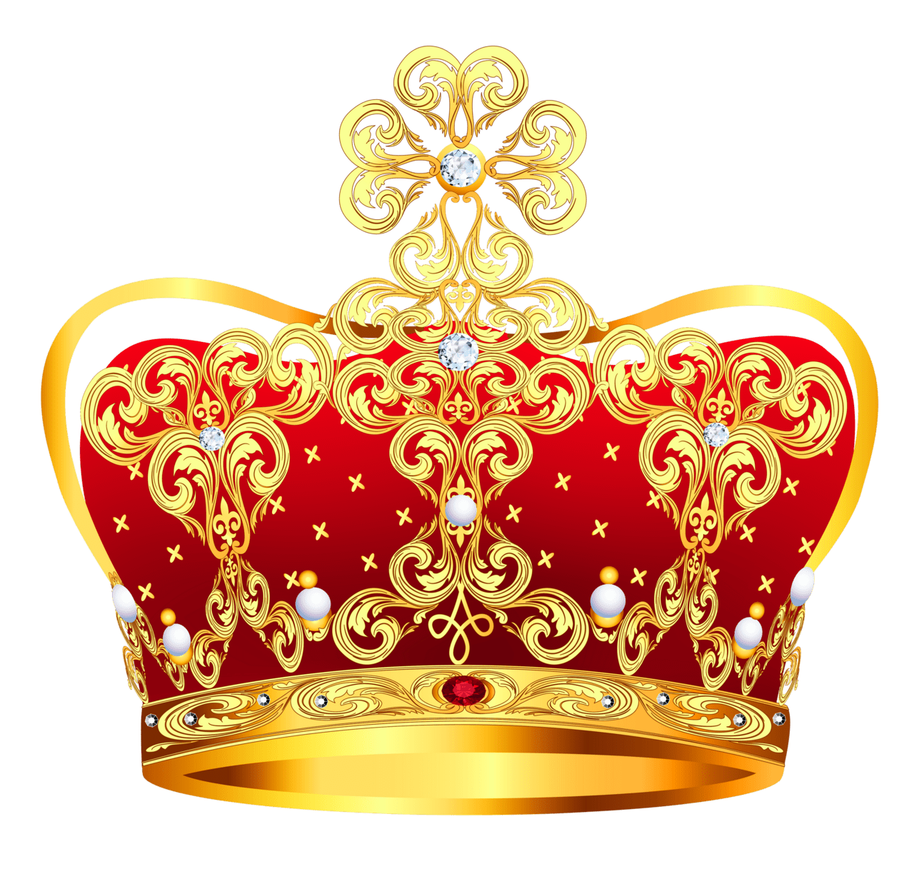 Queen gold red crown clipart vector