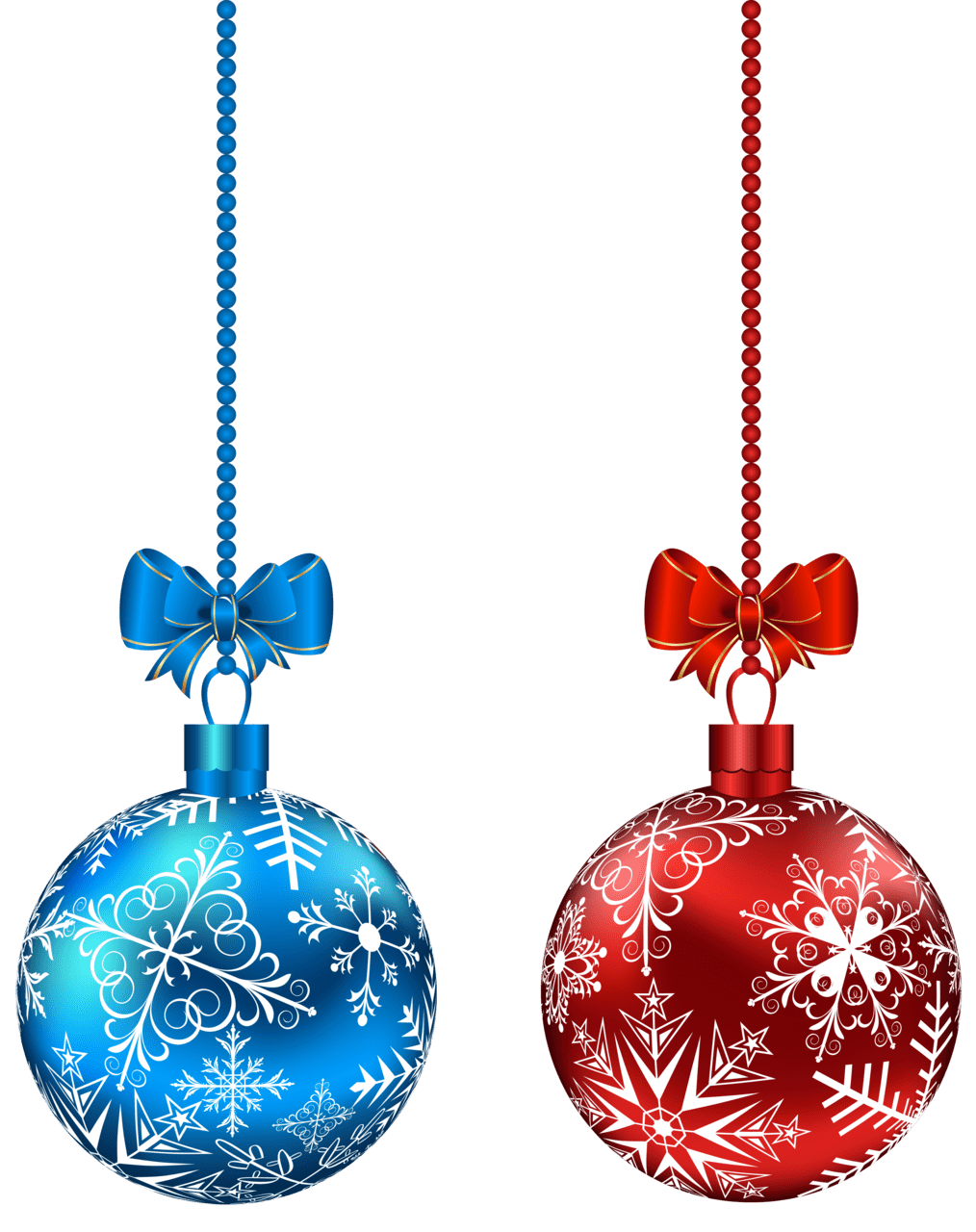 Ornament blue and red hanging christmas balls clipart image