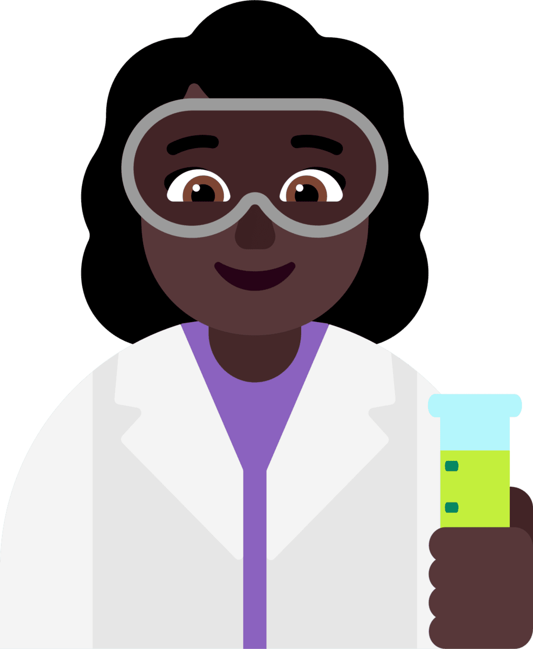 Woman scientist dark emoji for clipart picture