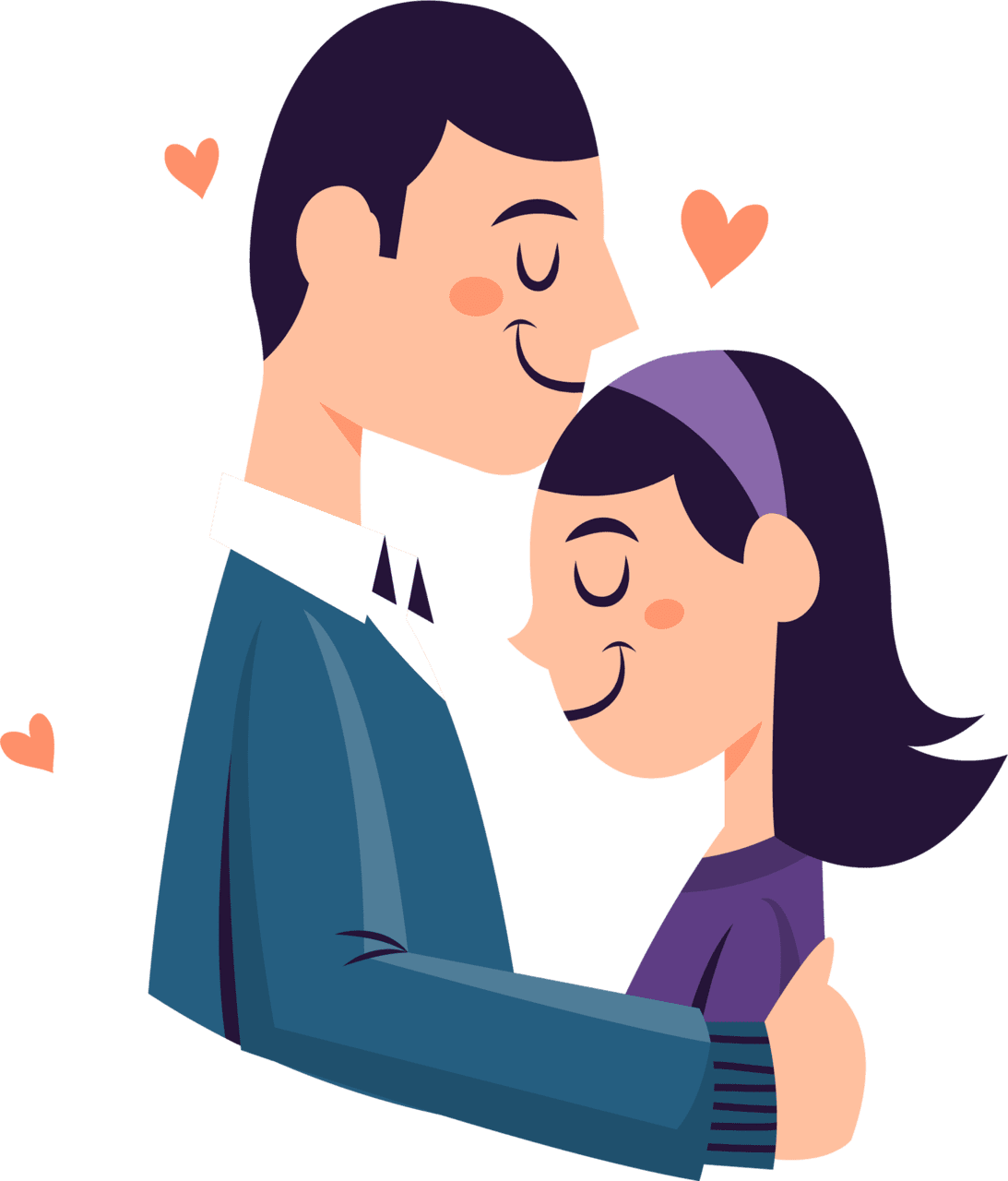 Happy hug day cute couple loving vector clipart