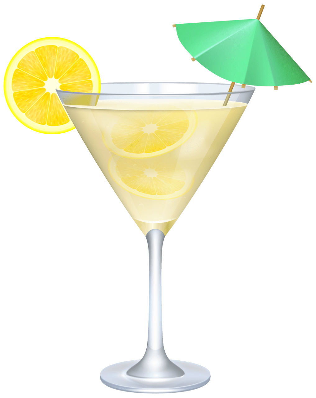 Drink cocktail with lemon and umbrella clipart image