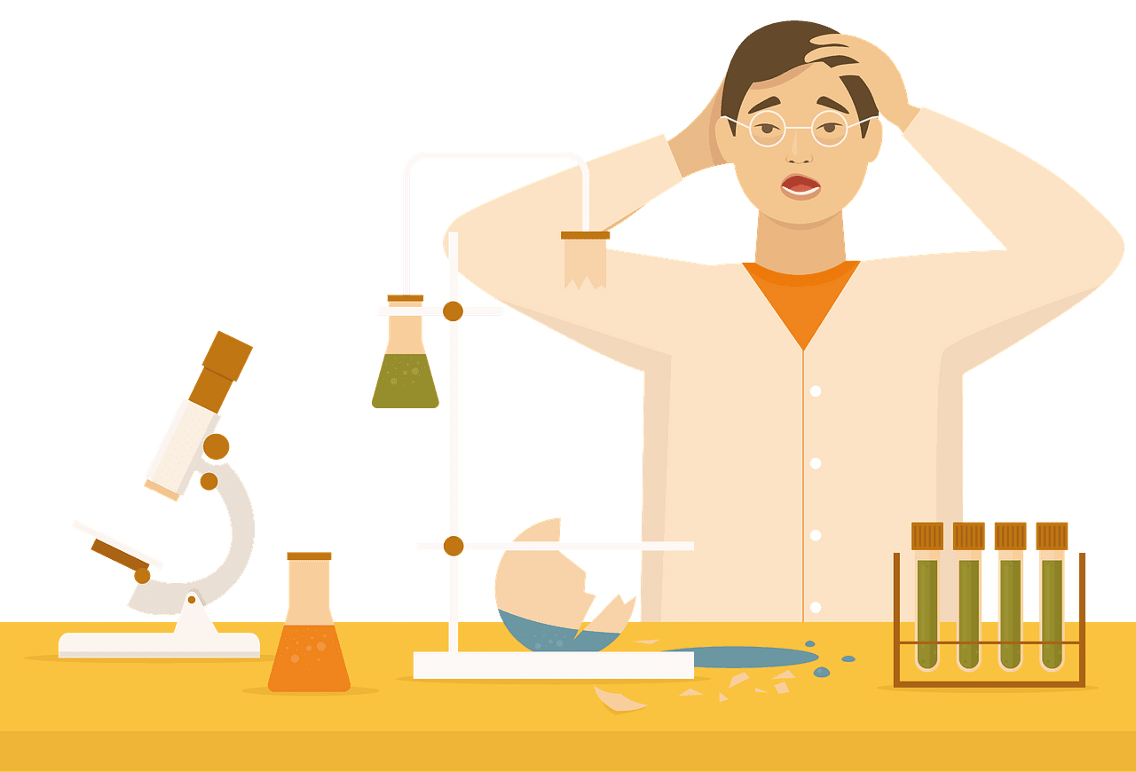 Scientist after failed experiment vector clipart images