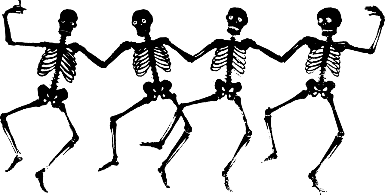 Bone dancing skeletons black clipart panda images