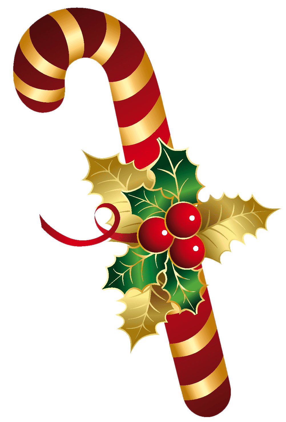 Christmas sugar cane with mistletoe clipart image