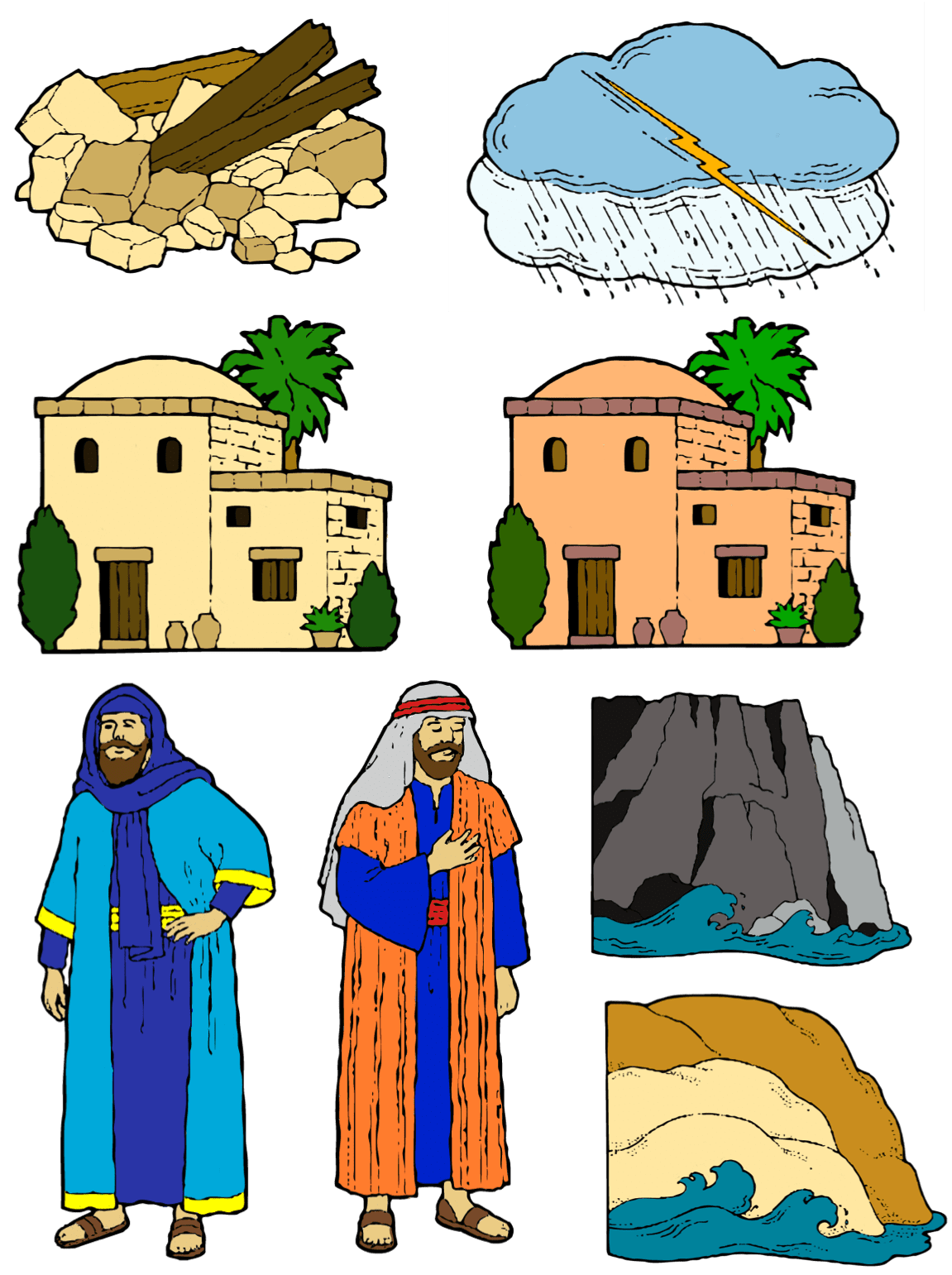 The wise man and foolish story figures clipart clip art