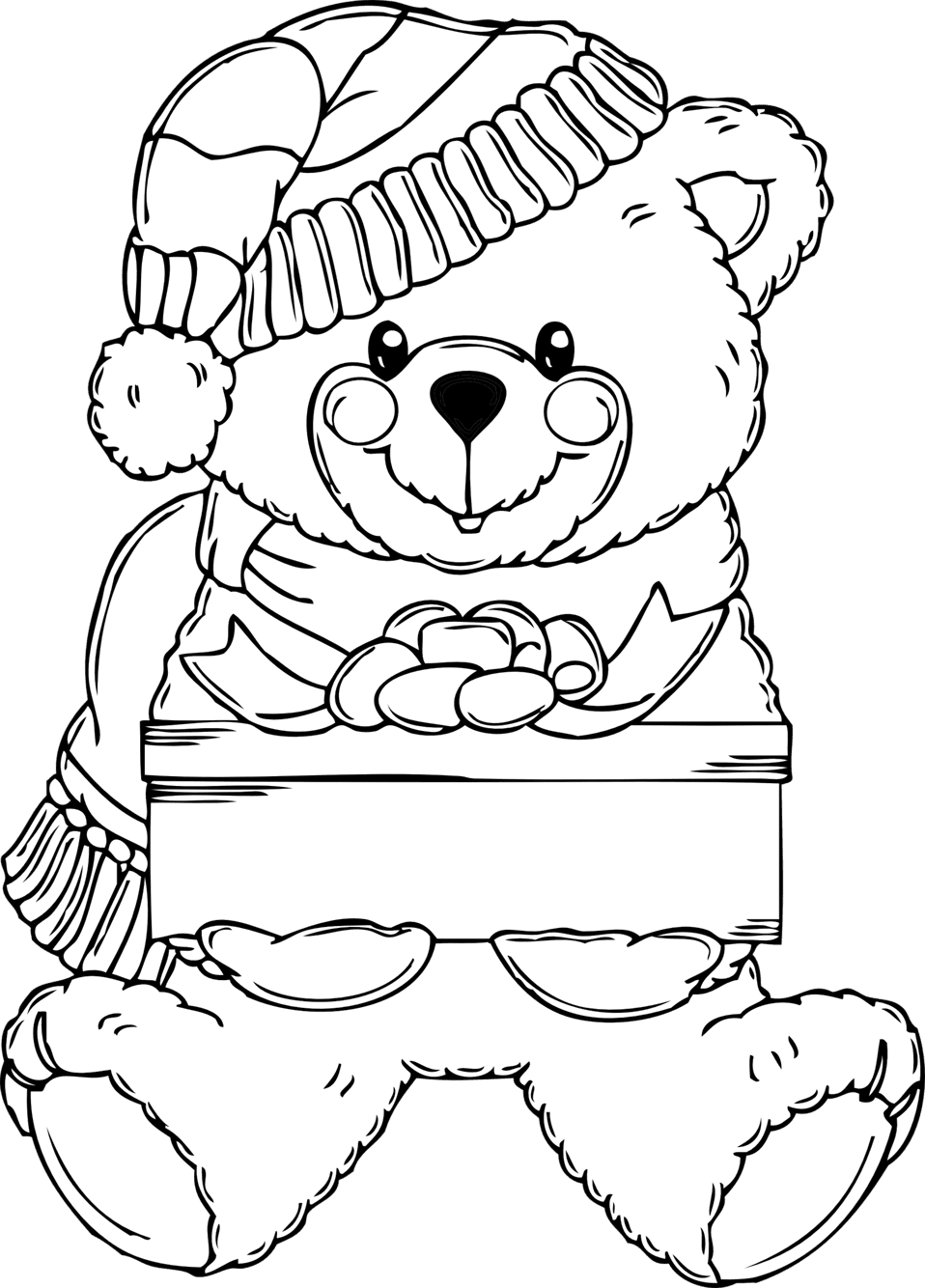 Clipart image christmas bear coloring page id