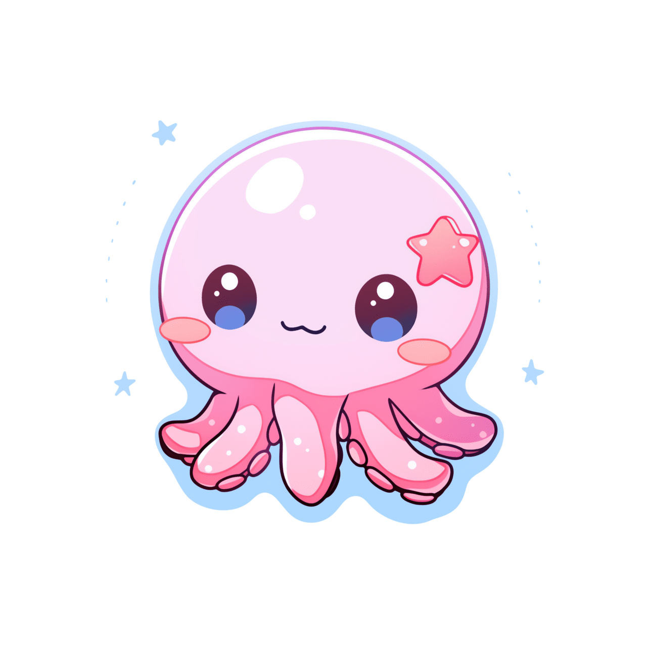 Jellyfish cute kawaii octopus smile sticker clipart clip art