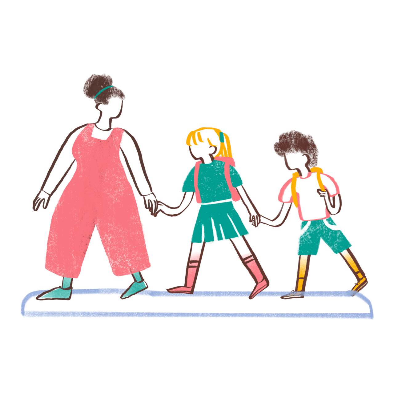 Teacher walking with small school children clipart vector