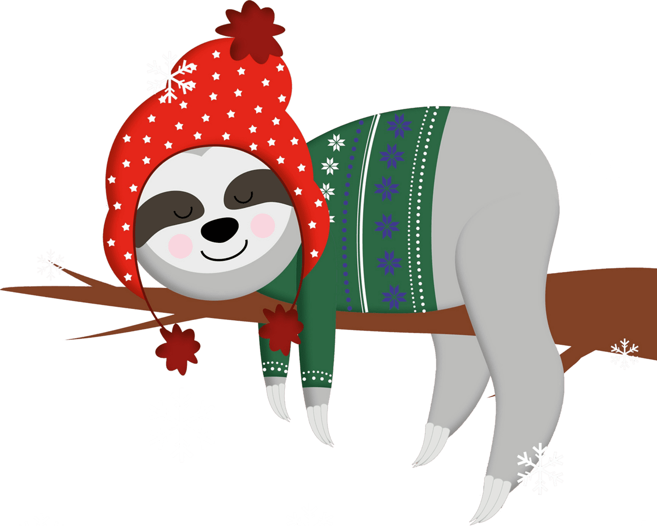 Winter sloth vector clipart images creazilla