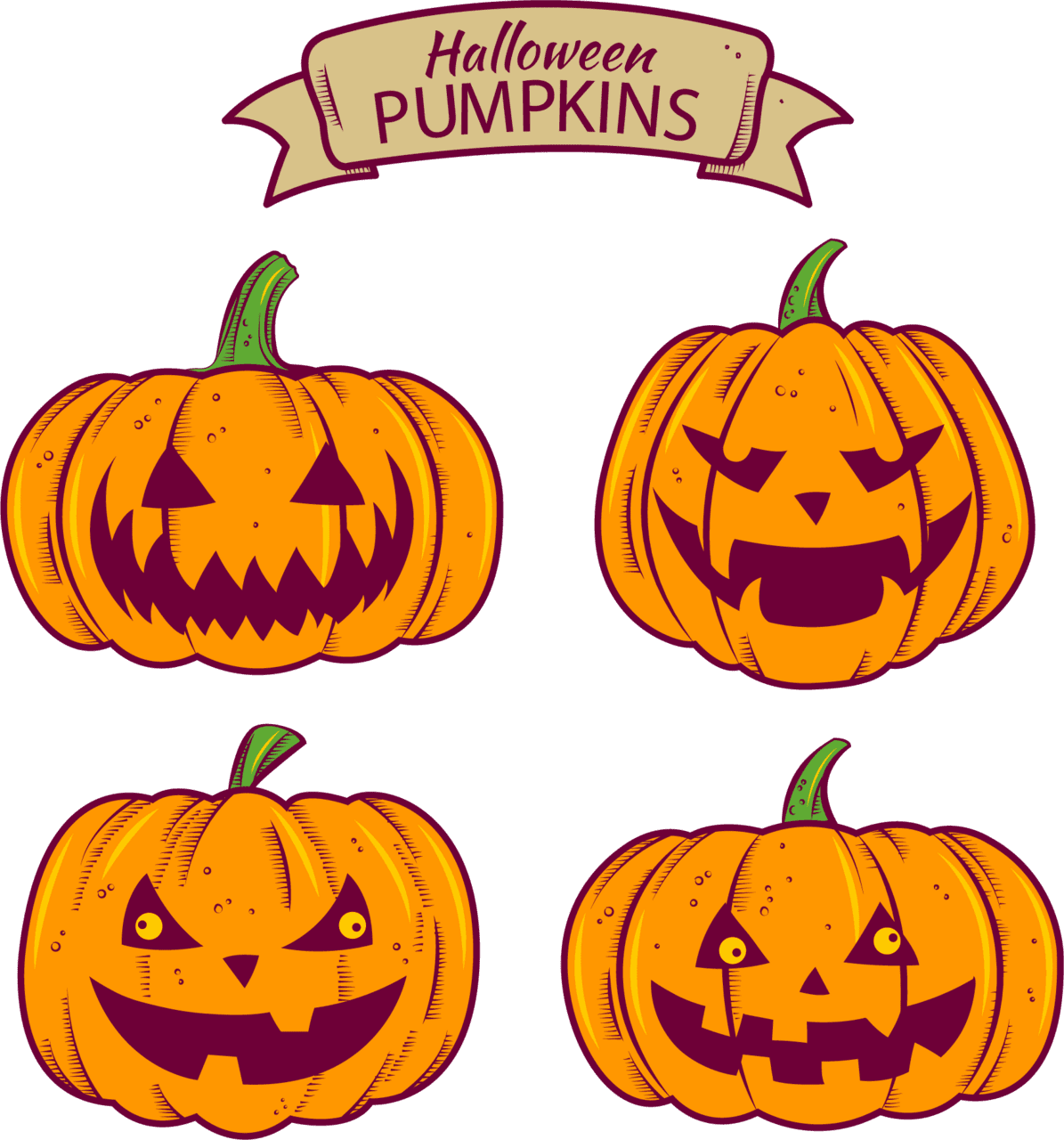 Halloween pumpkin scary clipart transparent