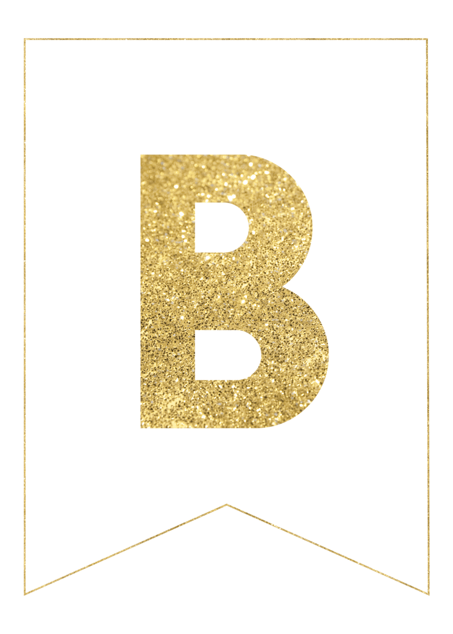 Gold printable banner letters paper trail design clipart free