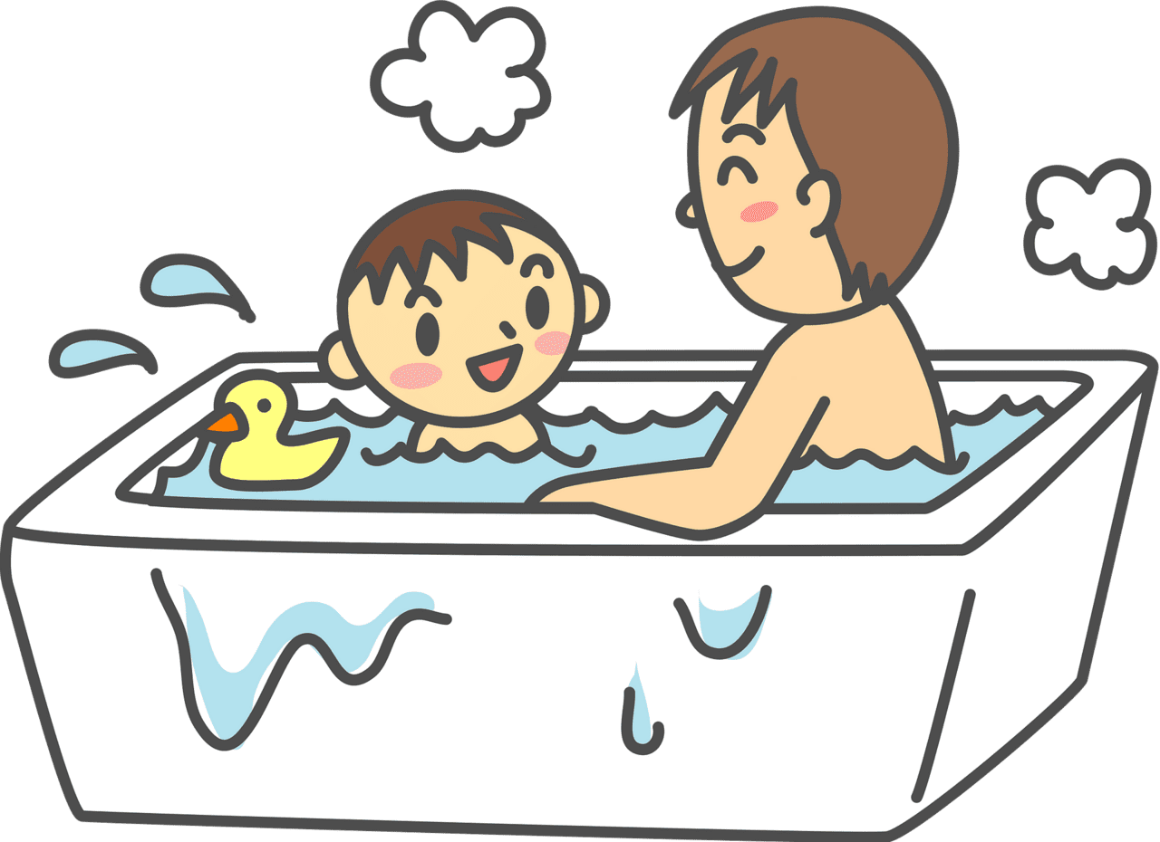 Father and son are taking bath vector clipart images