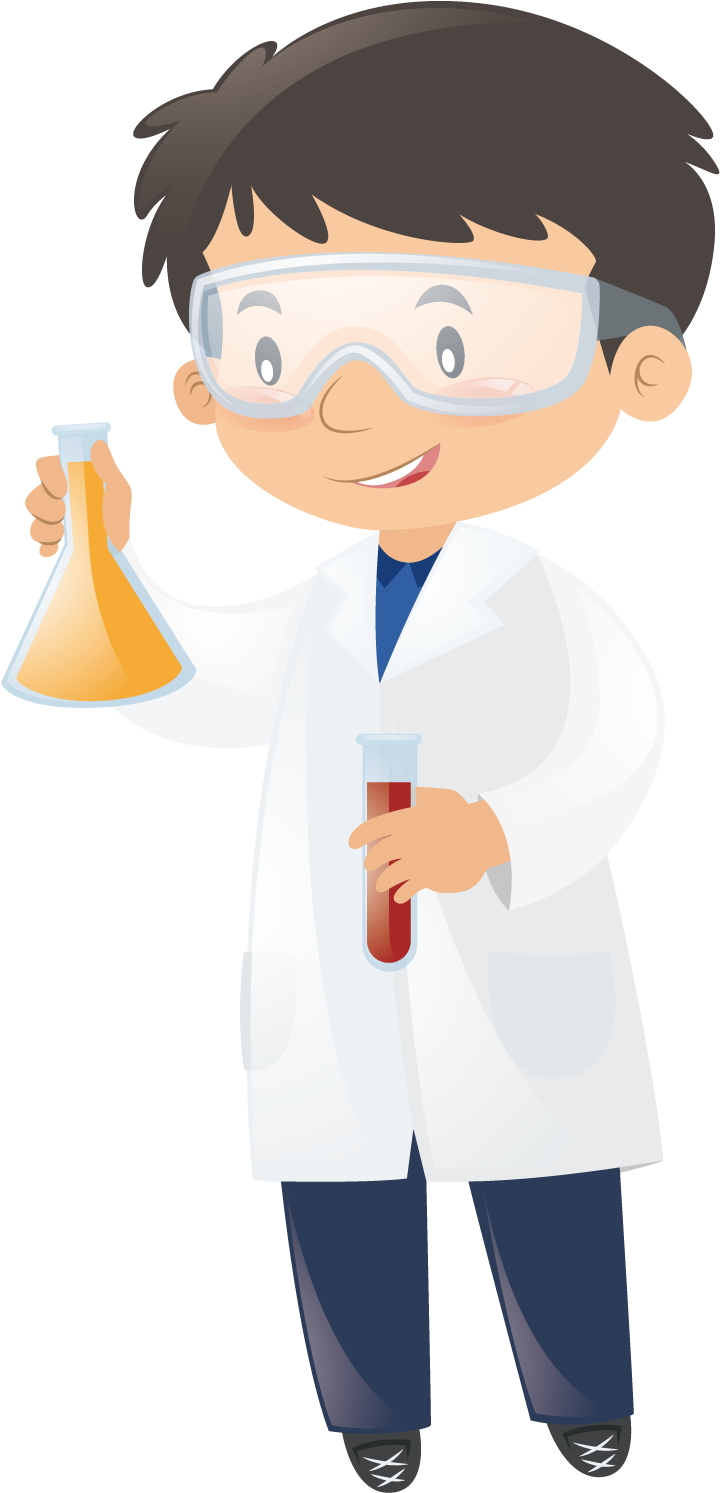 Young scientist holding flasks clipart image