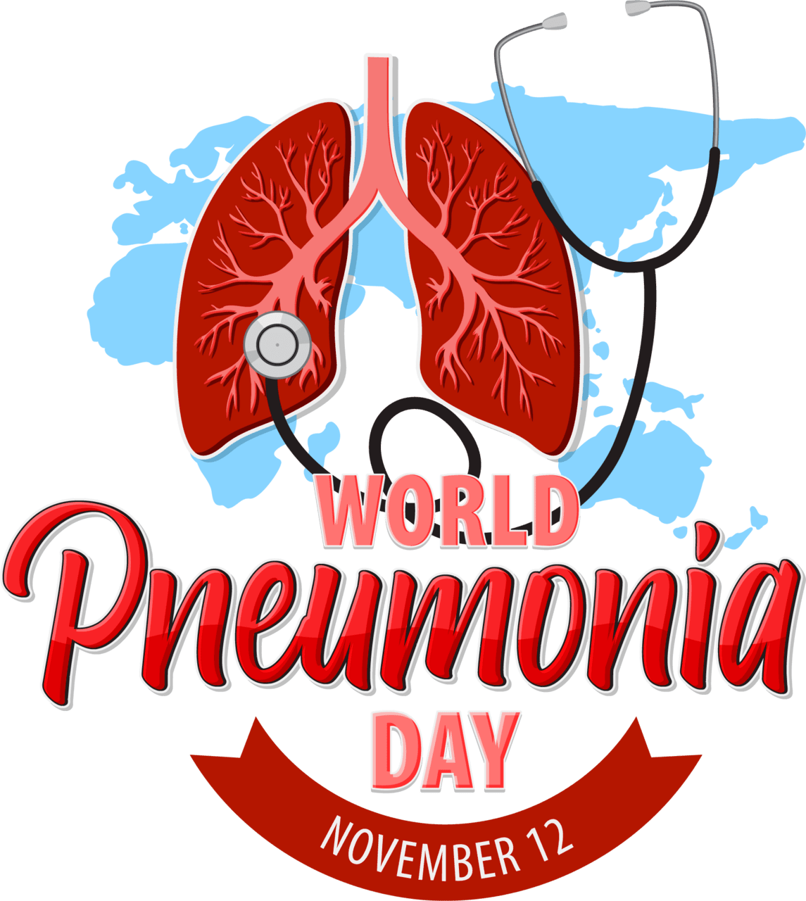 Lungs world pneumonia day lung stethoscope vector logo clipart