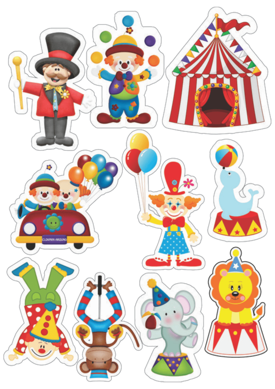 Clown circo animado decora para bolo art poin clipart vector