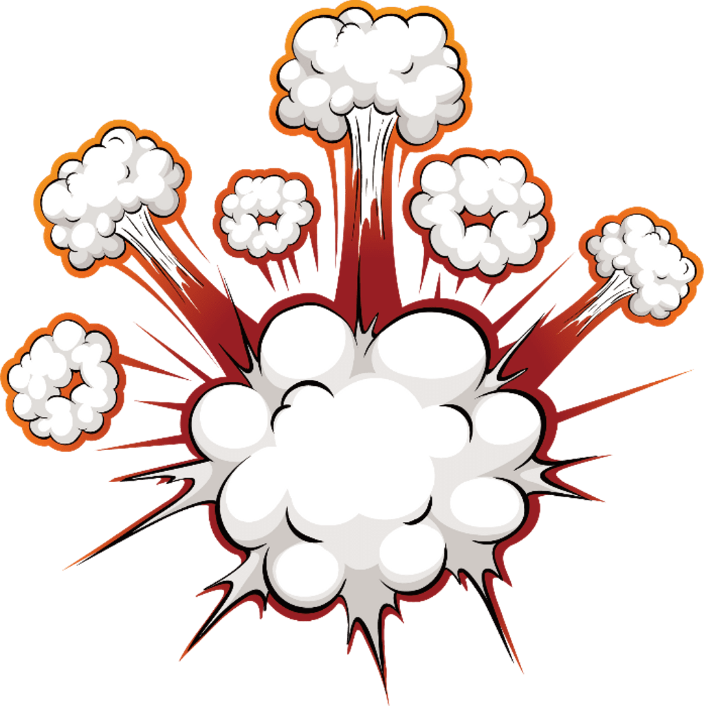 Bomb blast cartoon effect white explosion red cloud clipart large size image