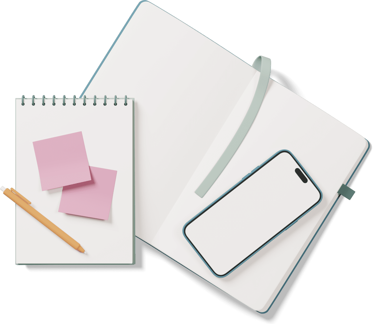 Notebook with sticky notes notepad and phone clipart free