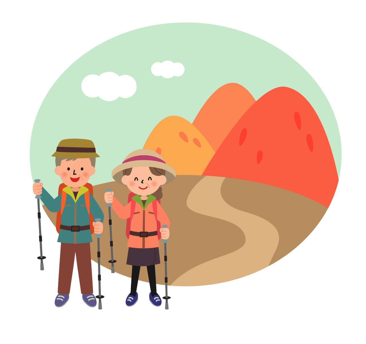 Couple hiking clipart logo