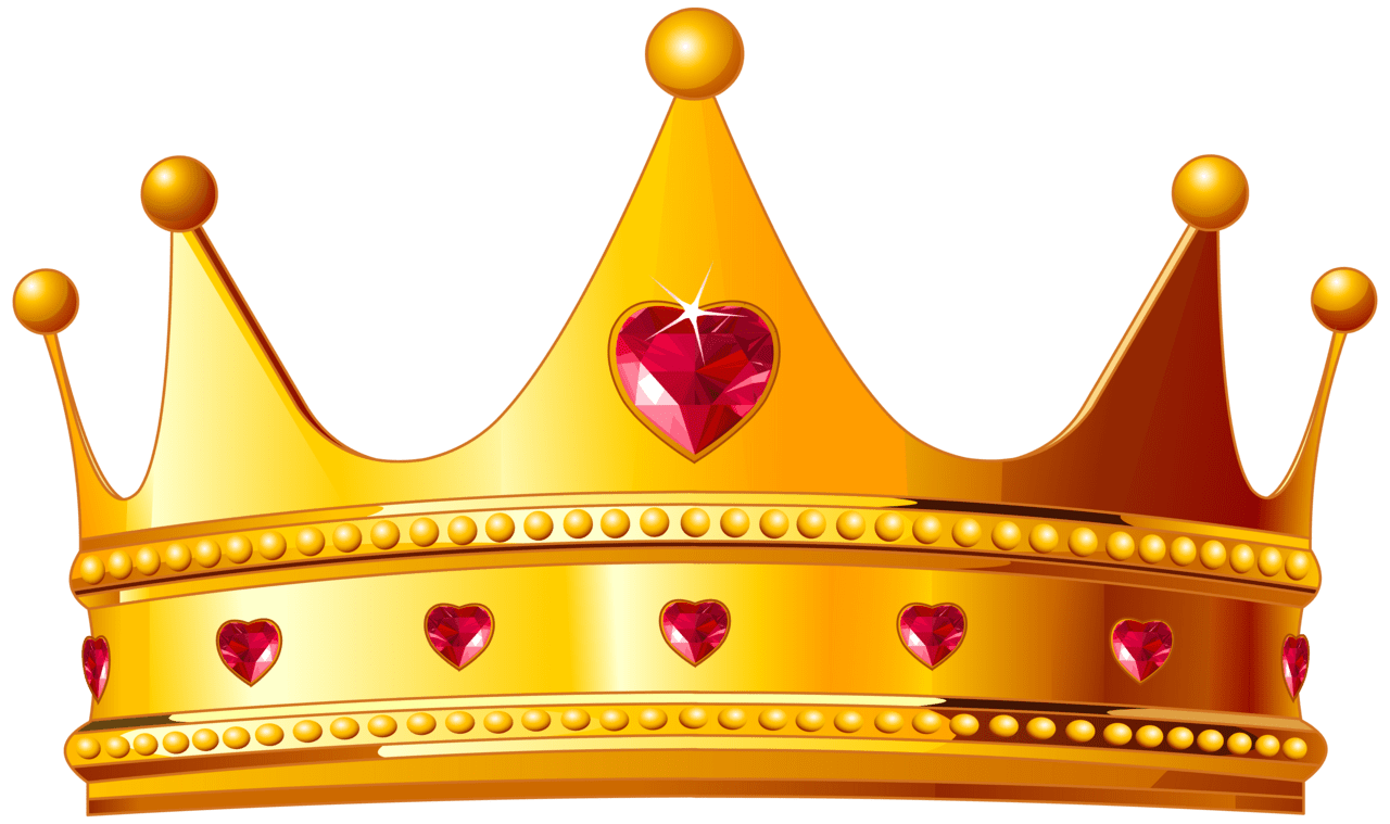 Queen golden crown with hearts clipart image