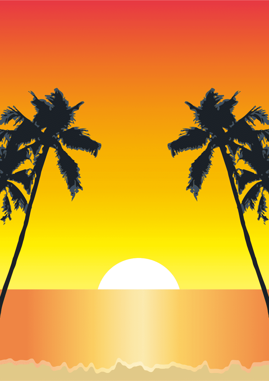 Sunset palm vector clipart images