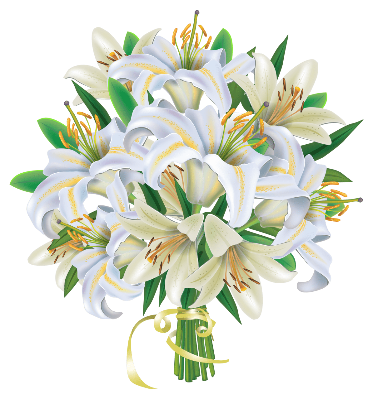 Flower bouquet white lil flowers clipart image