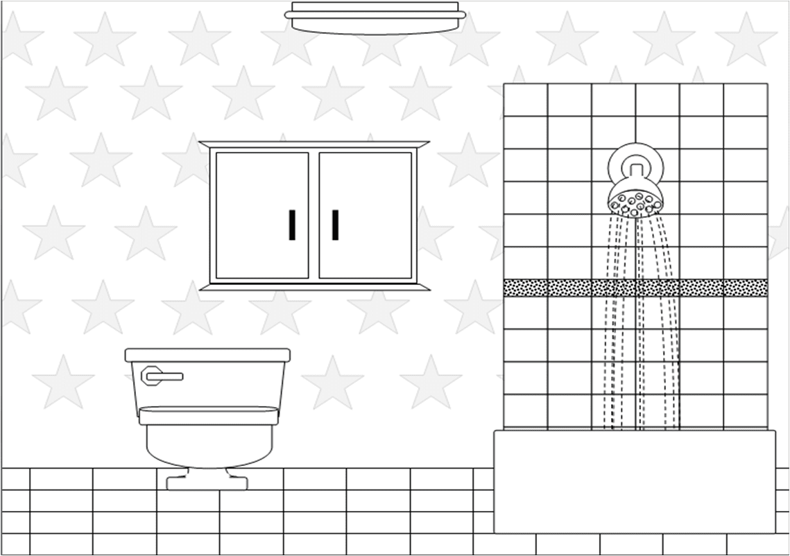 Bathroom bw images vector clipart line