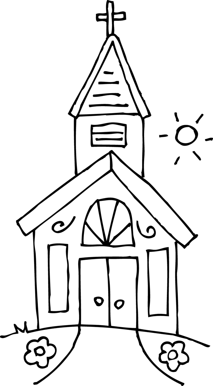 House in black and white church clipart free