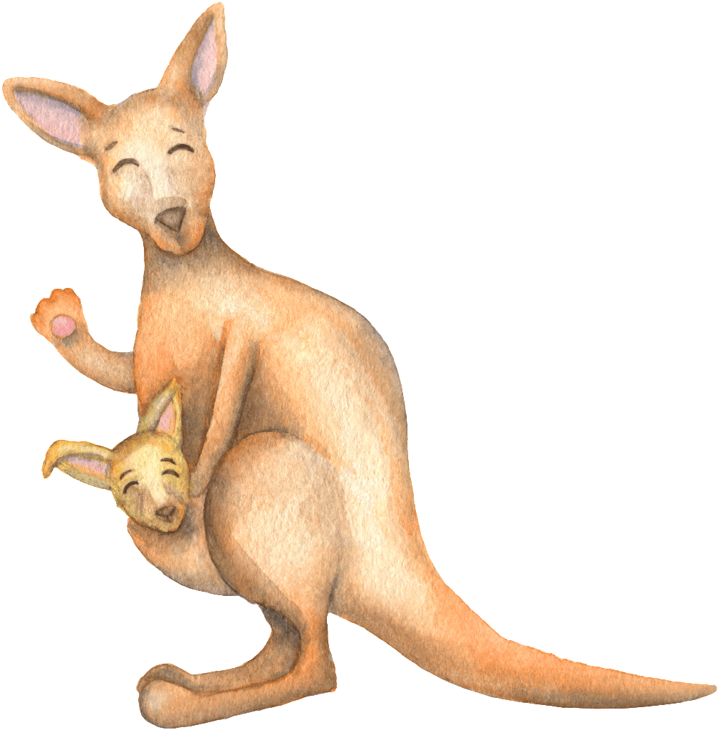 This graphics is hand drawn cartoon smiling kangaroo clipart large size image