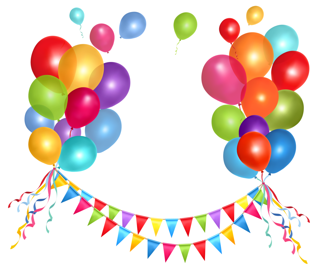 Party streamer and balloons clipart picture