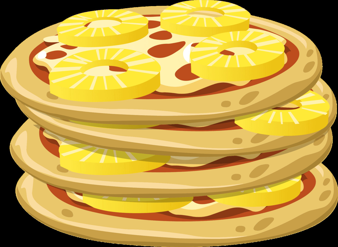 Pancake stacked pineapple pepperoni pizza clipart image