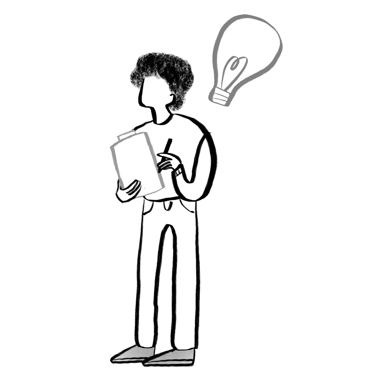 Black and white person with light bulb hav idea clipart picture