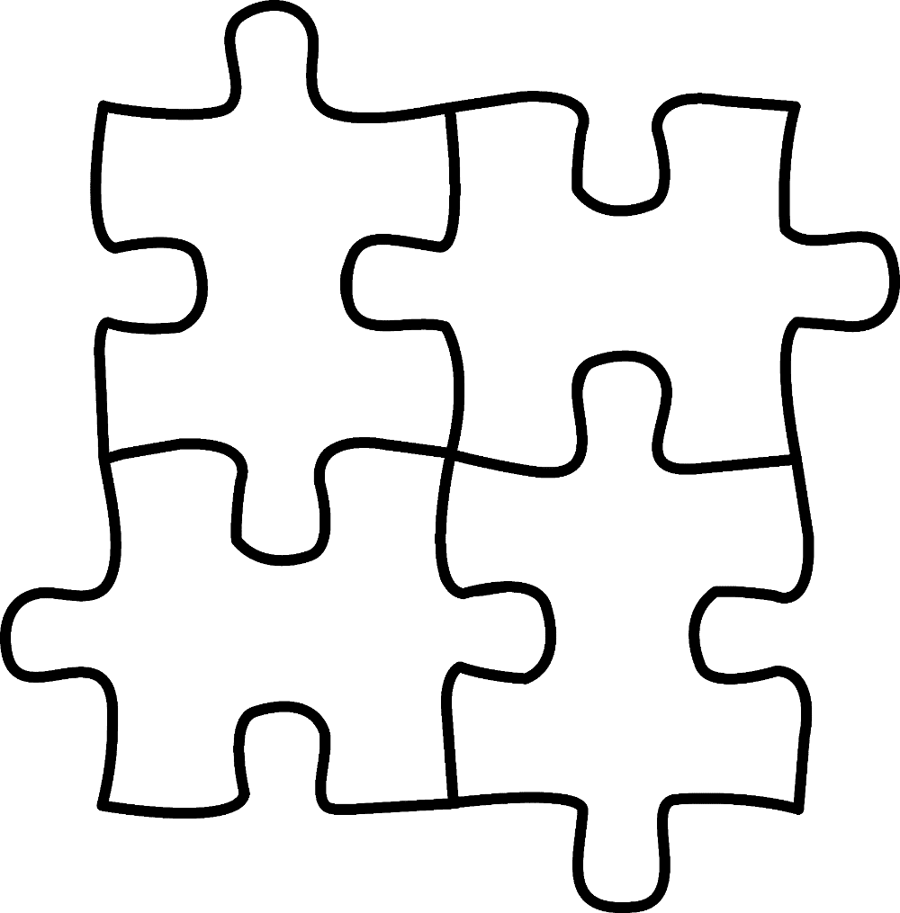 Puzzle cute clipart and coloring pages vector