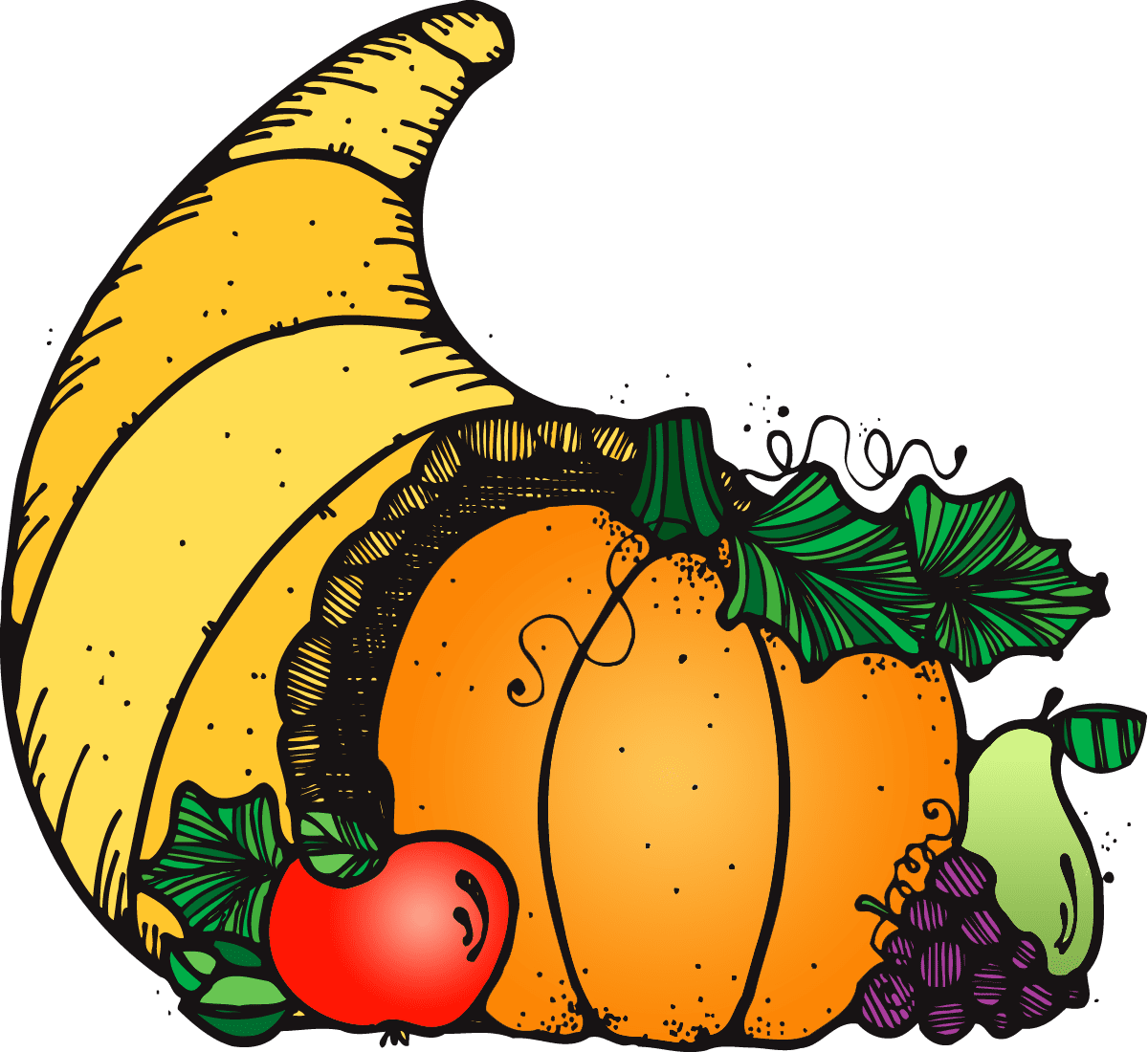 Dji turkey cornucopia clipart image