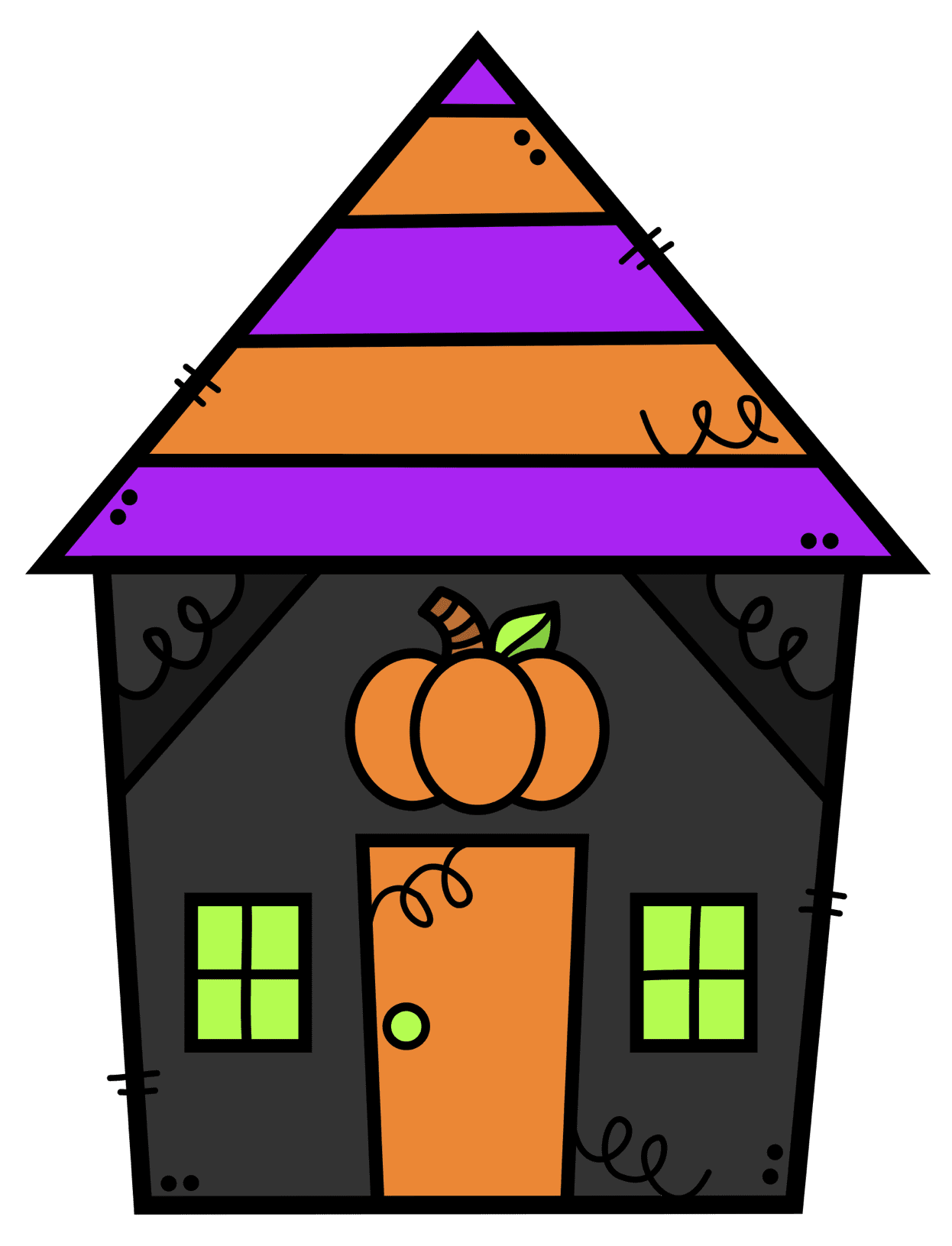 Haunted house pin page clipart image 2