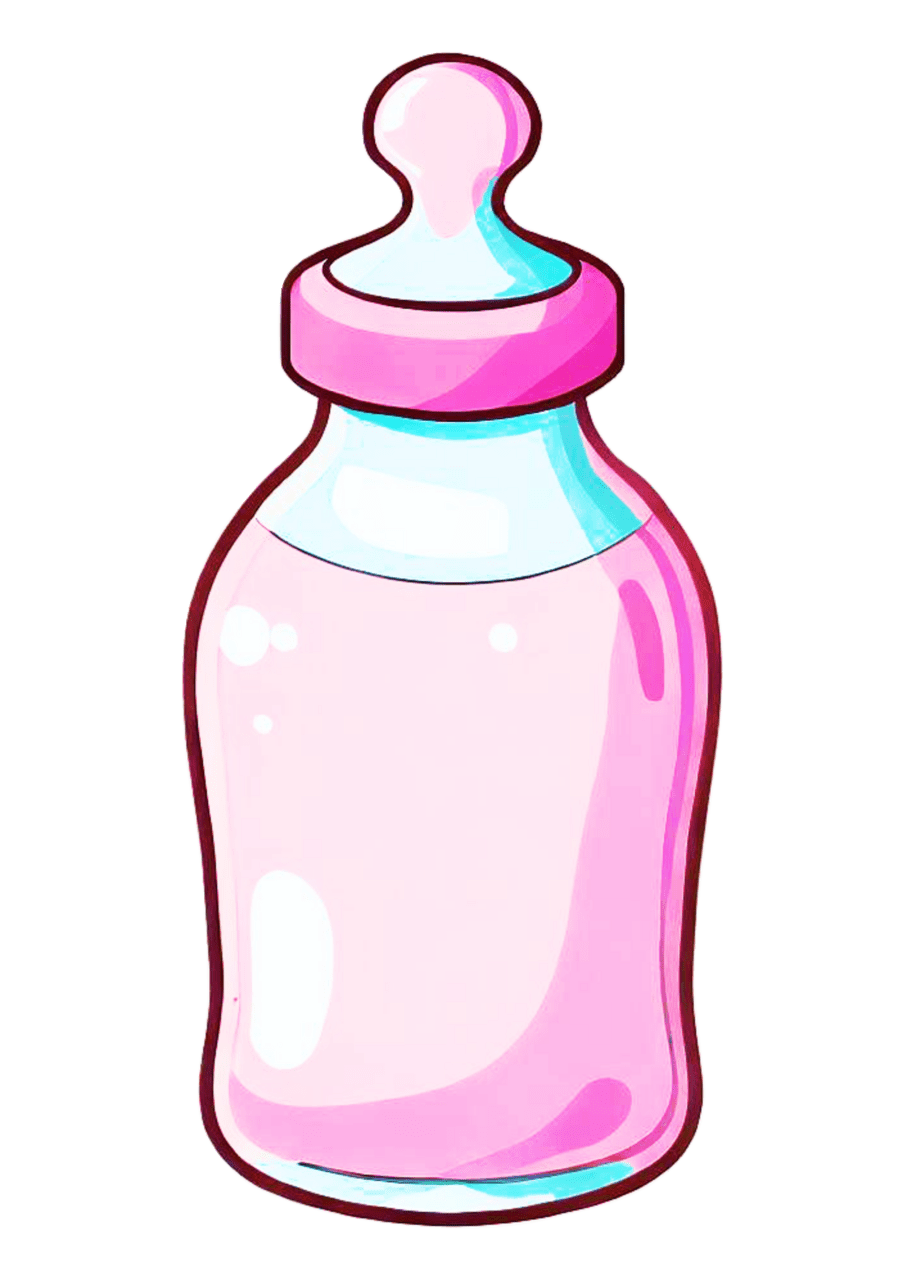 Milk mamadeira rosa desenho simples imagem fundo transp ente clipart