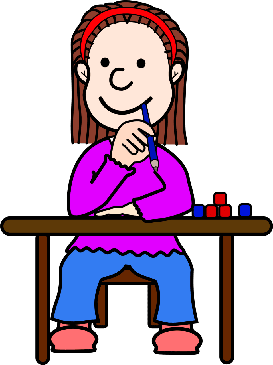 Incredible design girl think ing clipart ic tini cartoon school vector